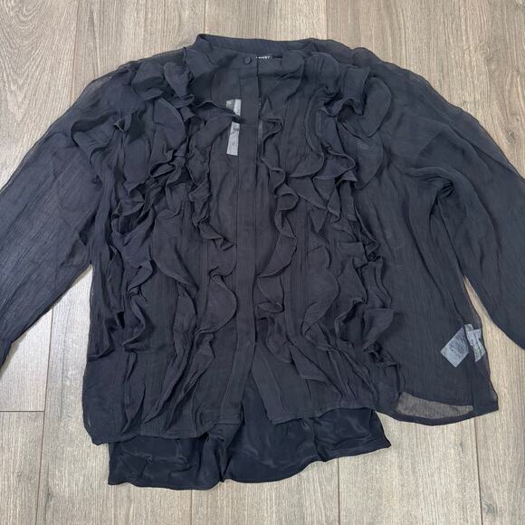 J Crew Ruffle Front Crinkle Button Up Top US Women's 12 New - Picture 6 of 7